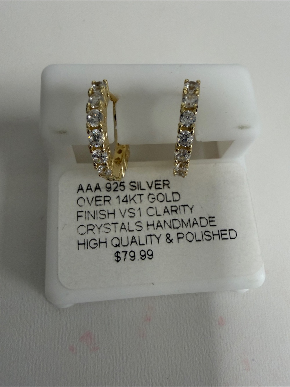 liberty Gold Hoop Earrings with Clear Crystals